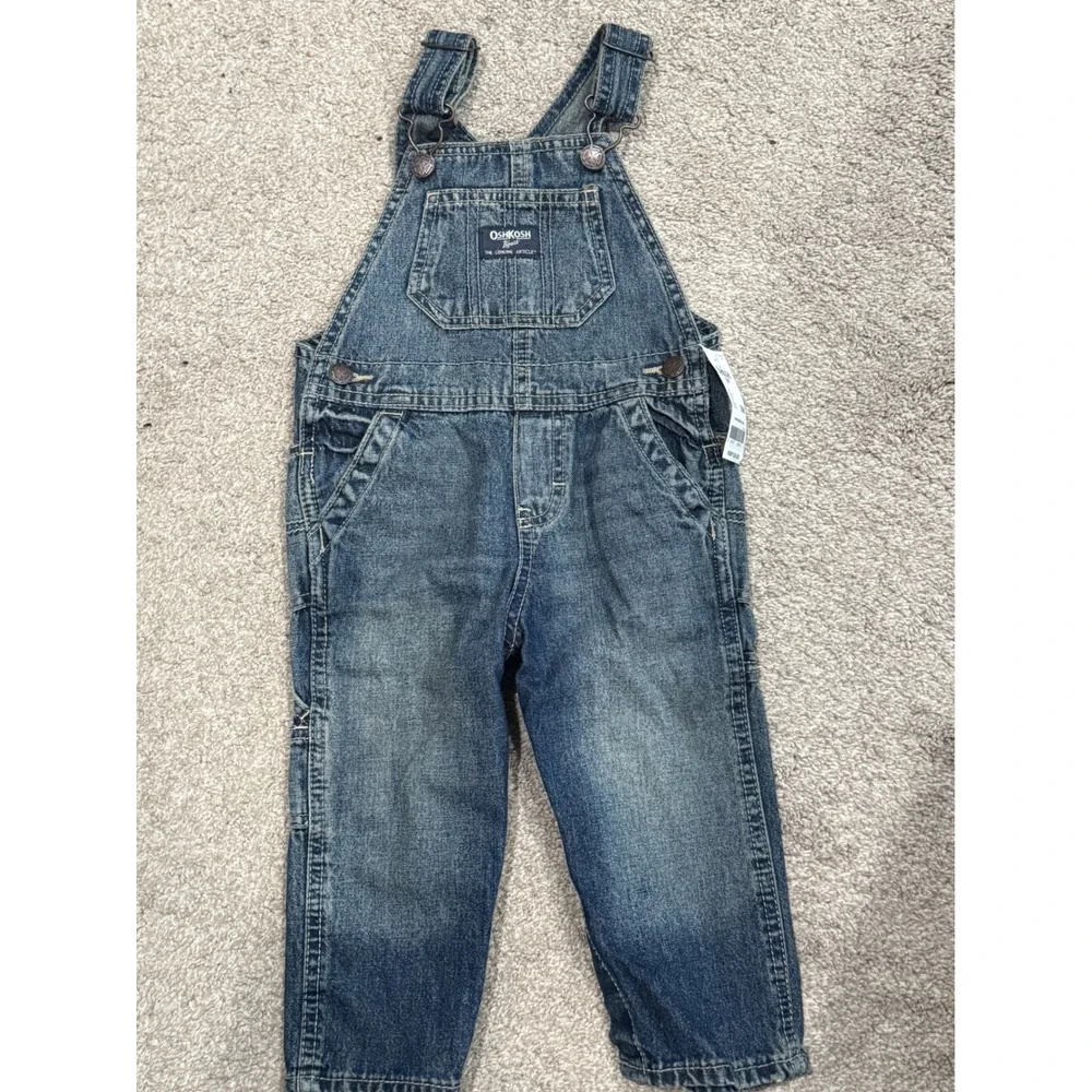 OshKosh Bgosh Baby Boys Medium Wash Denim Carpenter Overalls 18M NWT OKT11738